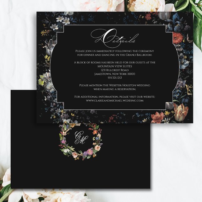 Tarjeta De Recepción Caligrafía floral negra Bella Artes (Subido por el creador)