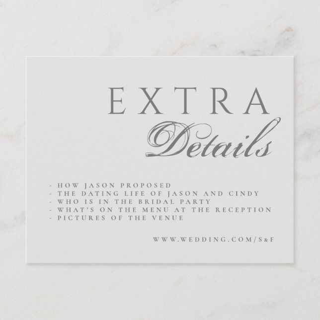 Tarjeta De Recepción Caligrafía formal Boda elegante (Anverso)