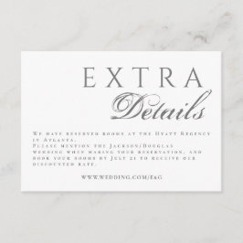 Tarjeta De Recepción Caligrafía Formal Detalles de Boda Elegante Gris
