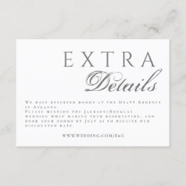 Tarjeta De Recepción Caligrafía Formal Detalles de Boda Elegante Gris