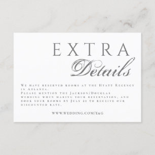 Tarjeta De Recepción Caligrafía Formal Detalles de Boda Elegante Gris