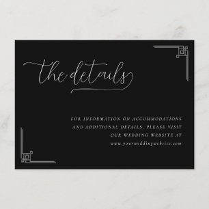 Tarjeta De Recepción Caligrafía geométrica negra elegante