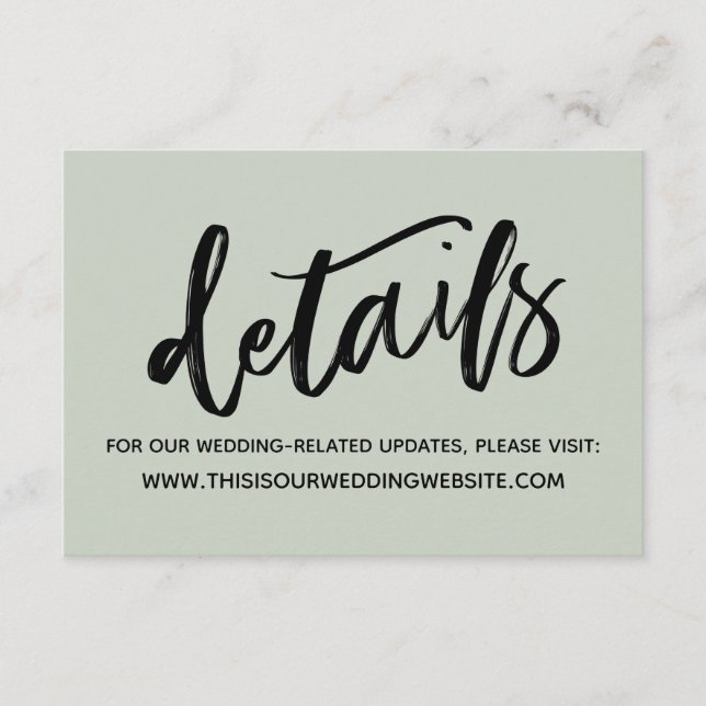 Tarjeta De Recepción Caligrafía informal Detalles sencillos de boda Sal (Anverso)