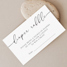 Caligrafía minimalista Baby Shower Diapr Raffle