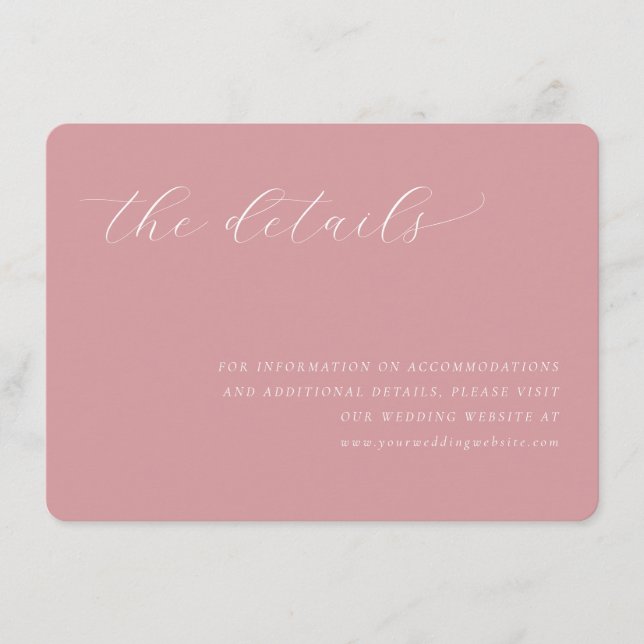 Tarjeta De Recepción Caligrafía minimalista rosa elegante (Anverso)