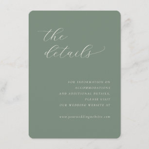 Tarjeta De Recepción Caligrafía minimalista verde elegante