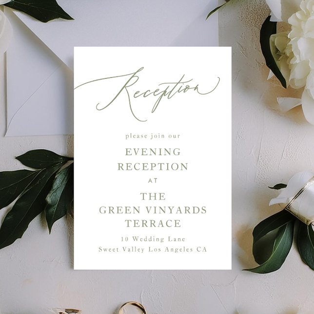 Tarjeta De Recepción Caligrafía moderna blanca y verde simple (Subido por el creador)