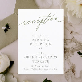 Tarjeta De Recepción Caligrafía moderna blanca y verde simple