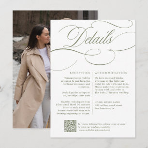 Tarjeta De Recepción Caligrafía moderna Boda intemporal verde salvia