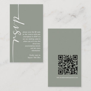 Tarjeta De Recepción Caligrafía moderna Código QR Boda sabia RSVP