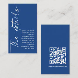 Tarjeta De Recepción Caligrafía moderna Código QR Detalles del Boda azu