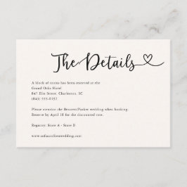 Tarjeta De Recepción Caligrafía moderna corazón detalles de boda marfil
