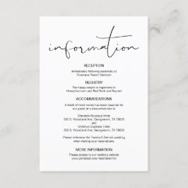 Tarjeta De Recepción Caligrafía moderna, detalles Bodas, información