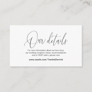 Tarjeta De Recepción Caligrafía moderna, detalles Bodas, información