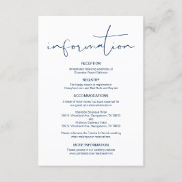 Tarjeta De Recepción Caligrafía moderna, detalles Bodas, información