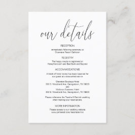 Tarjeta De Recepción Caligrafía moderna, detalles Bodas, información