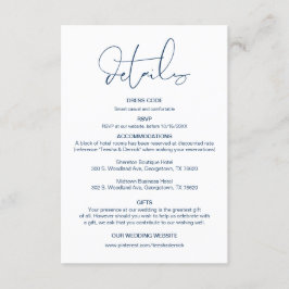 Tarjeta De Recepción Caligrafía moderna, detalles Bodas, información E
