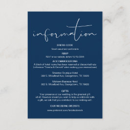 Tarjeta De Recepción Caligrafía moderna, detalles Bodas, información E