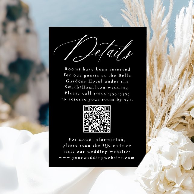 Tarjeta De Recepción Caligrafía moderna Detalles del Boda de código QR  (Subido por el creador)