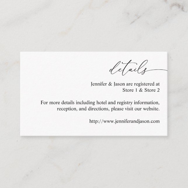 Tarjeta De Recepción Caligrafía moderna en blanco y negro 3 Detalles SM (Anverso)