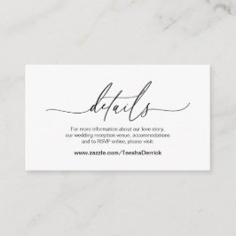 Tarjeta De Recepción Caligrafía moderna, fuente negra, detalles Bodas