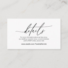 Tarjeta De Recepción Caligrafía moderna, fuente negra, detalles Bodas E