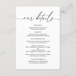 Tarjeta De Recepción Caligrafía moderna, información de detalles del Bo