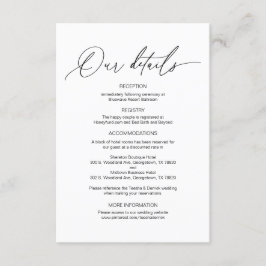 Tarjeta De Recepción Caligrafía moderna, información detallada de los B