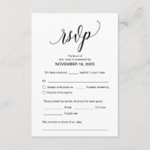 Caligrafía moderna, negro, cena Boda RSVP