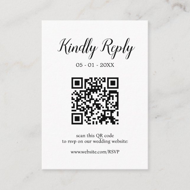 Tarjeta De Recepción Caligrafía moderna para boda editable código QR re (Anverso)