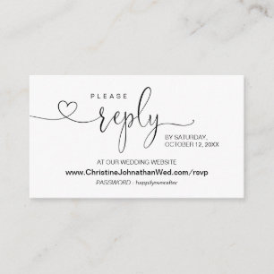Tarjeta De Recepción Caligrafía moderna, RSVP en línea en sitio web Bod