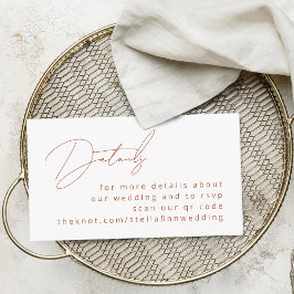 Tarjeta De Recepción Caligrafía moderna Terracota Detalles Código QR