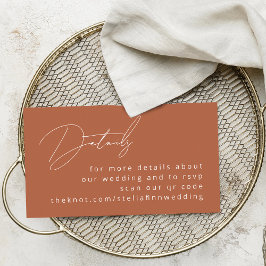 Tarjeta De Recepción Caligrafía moderna Terracota Detalles Código QR