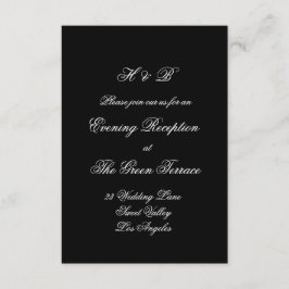 Tarjeta De Recepción Caligrafía Monograma Negro y Blanco Boda Formal