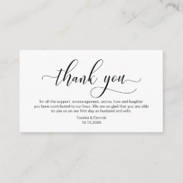 Tarjeta De Recepción Caligrafía negra moderna, Boda Gracias