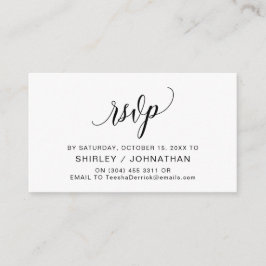 Tarjeta De Recepción Caligrafía negra moderna, RSVP de boda