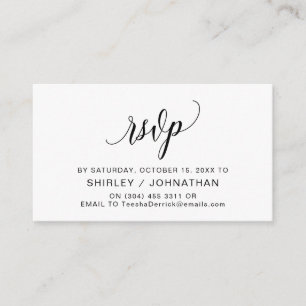 Tarjeta De Recepción Caligrafía negra moderna, RSVP de boda