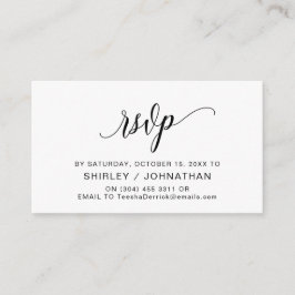 Tarjeta De Recepción Caligrafía negra moderna, RSVP de boda