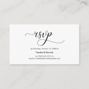 Tarjeta De Recepción Caligrafía negra moderna, RSVP de boda