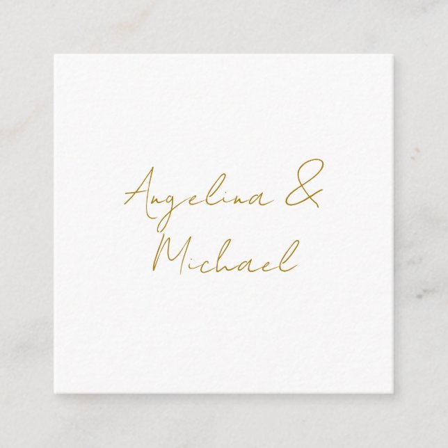 Tarjeta De Recepción Caligrafía Profesional Elegante Color Dorado (Anverso)