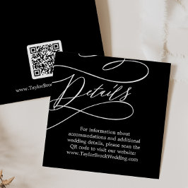 Tarjeta De Recepción Caligrafía romántica Boda de código QR negro