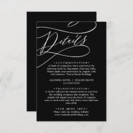 Tarjeta De Recepción Caligrafía Romántica | Detalles de Boda Negros