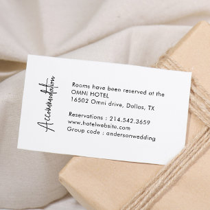 Tarjeta De Recepción Calligrafía Alojamiento simple Boda