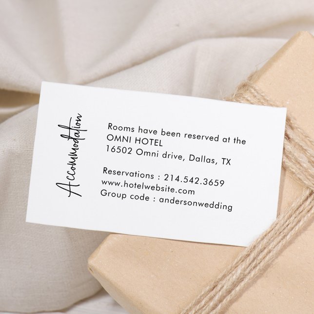 Tarjeta De Recepción Calligrafía Alojamiento simple Boda (Subido por el creador)