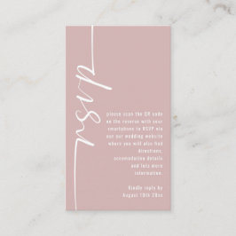 Tarjeta De Recepción Calligrafía Código QR Boda Rosa polvorienta RSVP