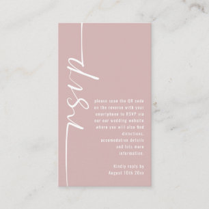 Tarjeta De Recepción Calligrafía Código QR Boda Rosa polvorienta RSVP