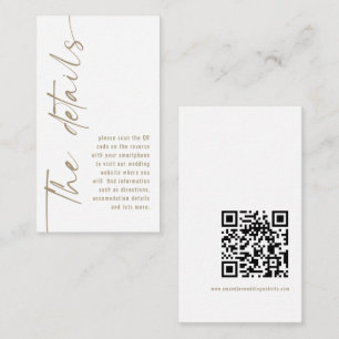 Tarjeta De Recepción Calligrafía Código QR Detalles del Boda Champagne 