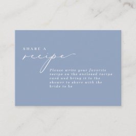 Tarjeta De Recepción Calligrafía simple Receta de ducha de novia azul t
