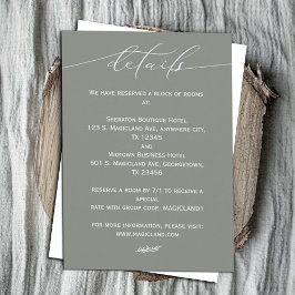 Tarjeta De Recepción Calligrafía verde y blanca sabeada simple