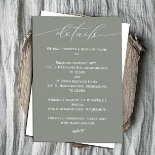 Tarjeta De Recepción Calligrafía verde y blanca sabeada simple